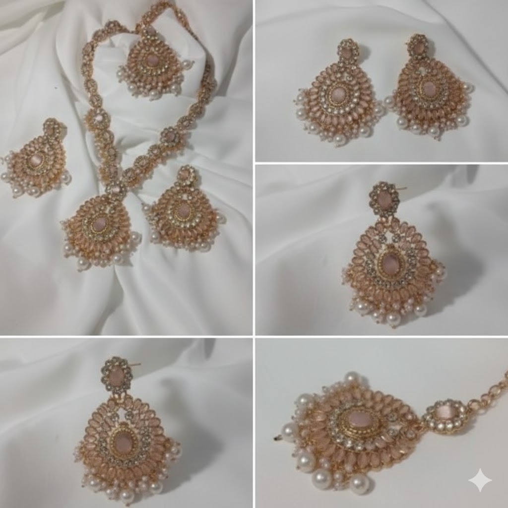 💖The Royal Peach & Pearl Bridal Set
