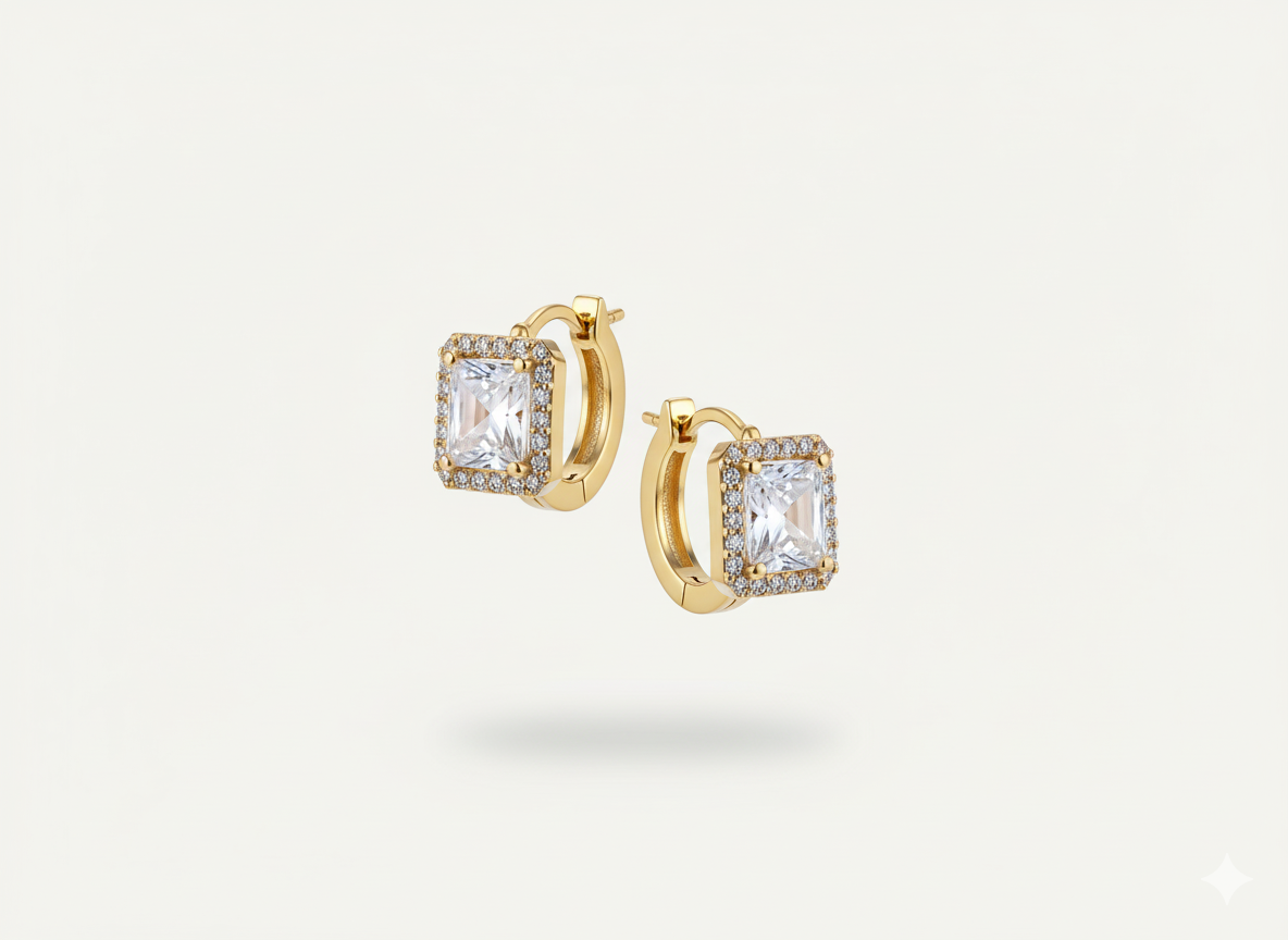 💖 The Glitz Cube Huggie Hoops