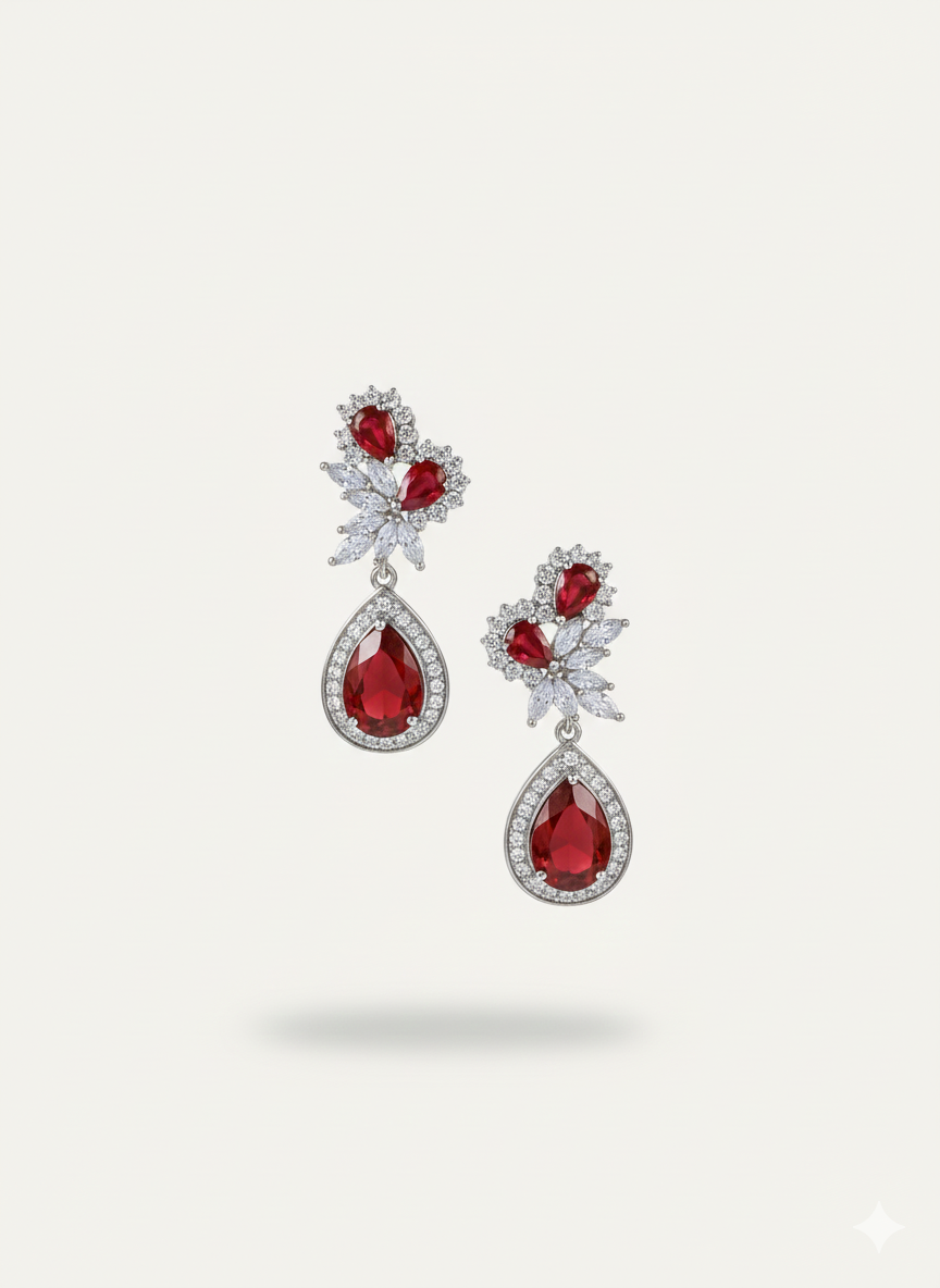 ✨ The Royal Ruby Drop Earrings